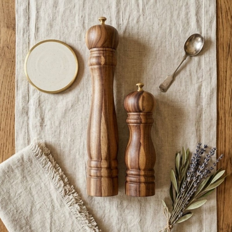 Macinapepe e Sale in Legno di Noce e Ottone | Lemoire Home