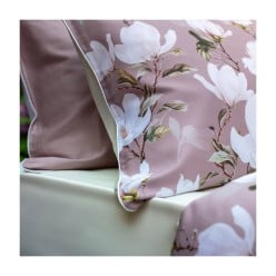 Completo letto in raso di cotone Made in Italy ispirato alle Magnolie