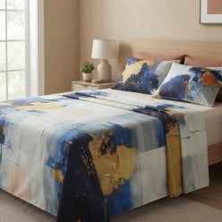 Completo letto matrimoniale con moderna fantasia a pennellate - collezione Fidia