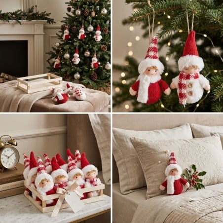 Pendaglio Dilly Bimbo e Bimba in Rosso e Bianco | Regalino di Natale