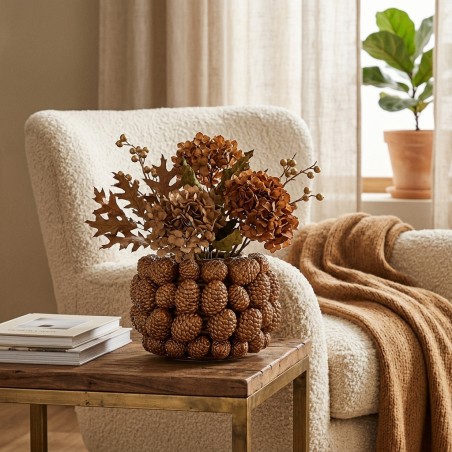 Vaso Pigna in Ceramica Marrone Autunno Inverno - 15 cm