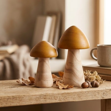 Fungo Decorativo in Legno - Complemento d'Autunno | Lemoire Home