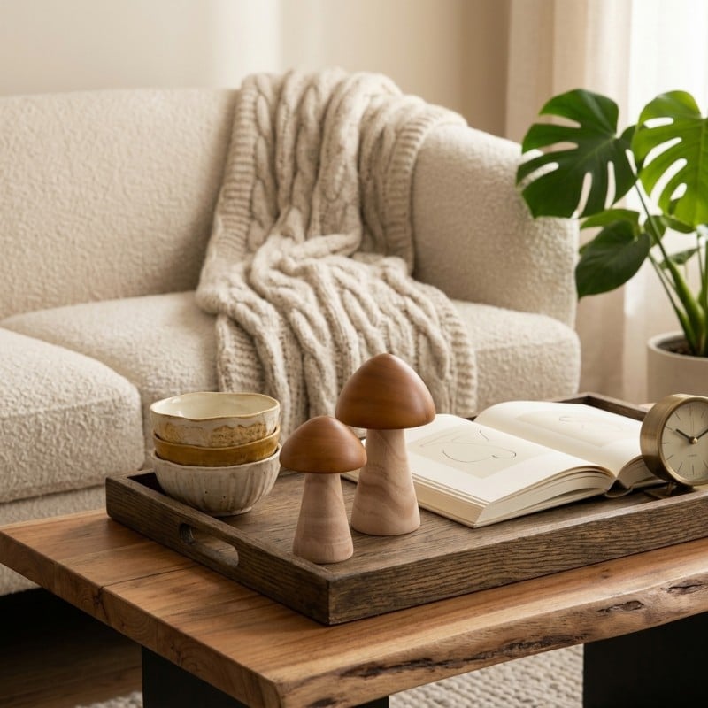 Fungo Decorativo in Legno - Complemento d'Autunno | Lemoire Home