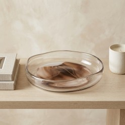 Centrotavola in Vetro Sfumato Bianco e Marrone - Ø 31 cm lemoirehome