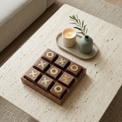 Gioco del Tris Decorativo in Legno di Mango e Ottone | Lemoire