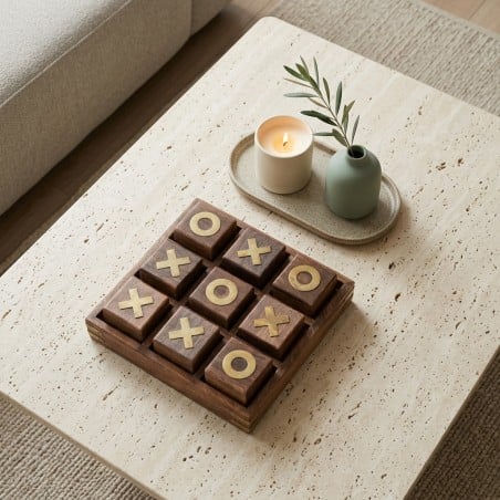 Gioco del Tris Decorativo in Legno di Mango e Ottone | Lemoire