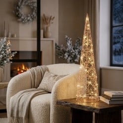 Alberello Natalizio Luminoso in Metallo e Rattan - 60 cm