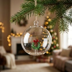 Sfera di Natale in Vetro Trasparente con Ghirlanda Bizzotto