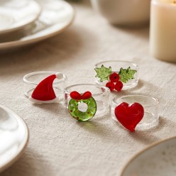 Set 4 Segnaposto Natalizi in Vetro Trasparente Delicacy