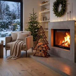 Portalegna Albero di Natale Joosef in Acciaio Ruggine - 88 cm