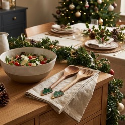 Set Posate Insalata Atena in Legno di Acacia e Alberello di Natale