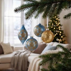 Addobbi Natalizi in Vetro con Decori Floreali | Lemoire Home
