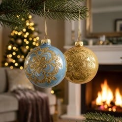 Addobbi Natalizi in Vetro con Decori Floreali | Lemoire Home