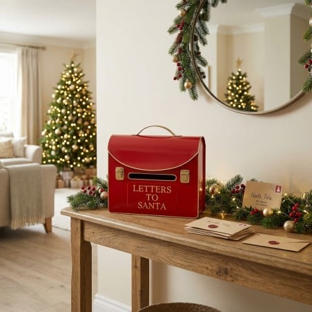 Cassetta Postale di Babbo Natale in Latta Rossa 35x14x34 cm