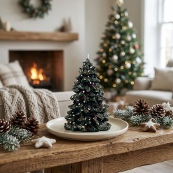 Candela Natalizia ad Albero Verde con Neve 20 cm | Lemoire Home