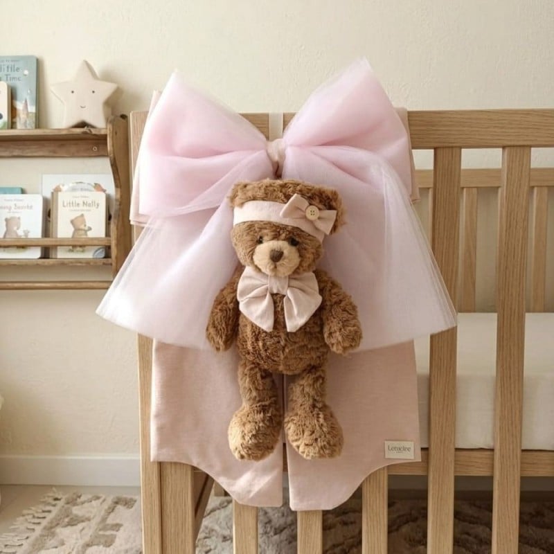 Fiocco Nascita Sartoriale Rosa con Orsetto - Lemoire Home