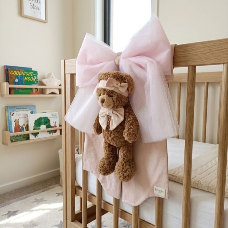 Fiocco Nascita Sartoriale Rosa con Orsetto - Lemoire Home