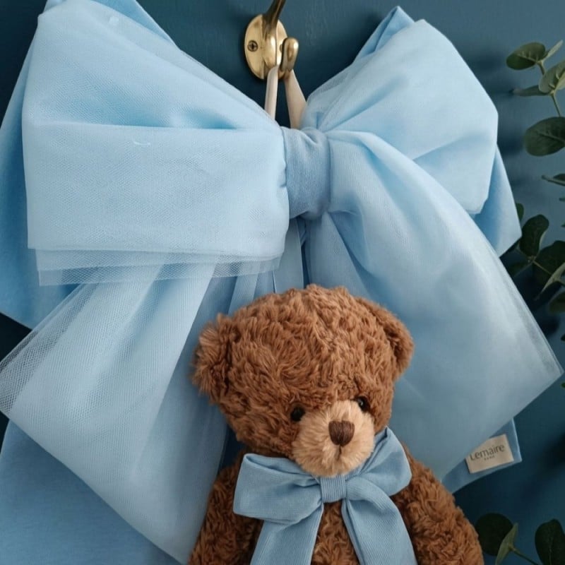 Fiocco Nascita Azzurro con Orsetto Personalizzabile | Lemoire Home