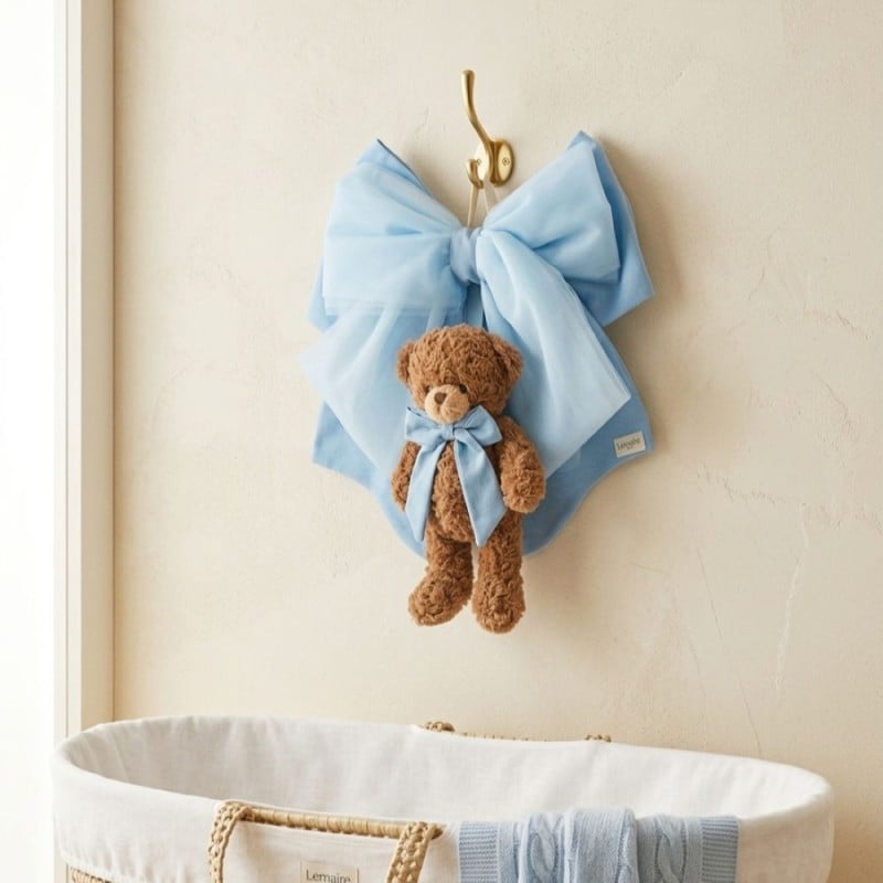 Fiocco Nascita Azzurro con Orsetto Personalizzabile | Lemoire Home
