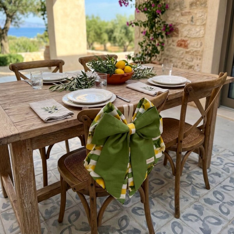 Fiocco Fuoriporta con Tamburello in Cotone e Limoni – Collezione Ercole e Amalfi – Personalizzabile Hand Made in Italy