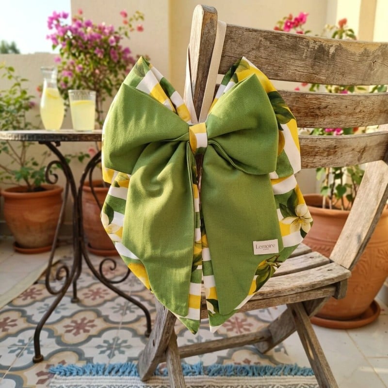 Fiocco Fuoriporta con Tamburello in Cotone e Limoni – Collezione Ercole e Amalfi – Personalizzabile Hand Made in Italy