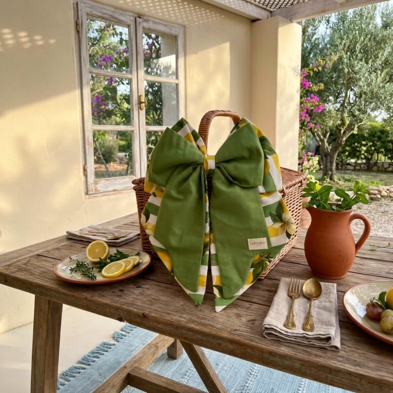 Fiocco Fuoriporta con Tamburello in Cotone e Limoni – Collezione Ercole e Amalfi – Personalizzabile Hand Made in Italy