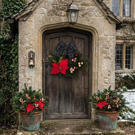 Fuoriporta Natalizio Tartan con Stella di Natale - Lemoire Home
