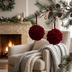 Palla di Natale in Velluto con Fiocchi - Decorazione Artigianale