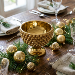 Vaso Ciotola Pigna Fenice con Piede Oro - EDG Enzo De Gasperi