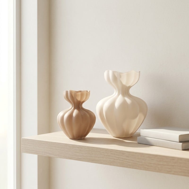 Vaso Flow Sinuoso in Vetro Satinato – Linee fluide e finitura vellutata Vaso Flow Sinuoso in Vetro Satinato – Linee fluide e finitura vellutata