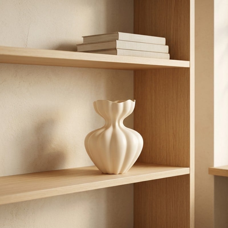 Vaso Flow Sinuoso in Vetro Satinato – Linee fluide e finitura vellutata Vaso Flow Sinuoso in Vetro Satinato – Linee fluide e finitura vellutata