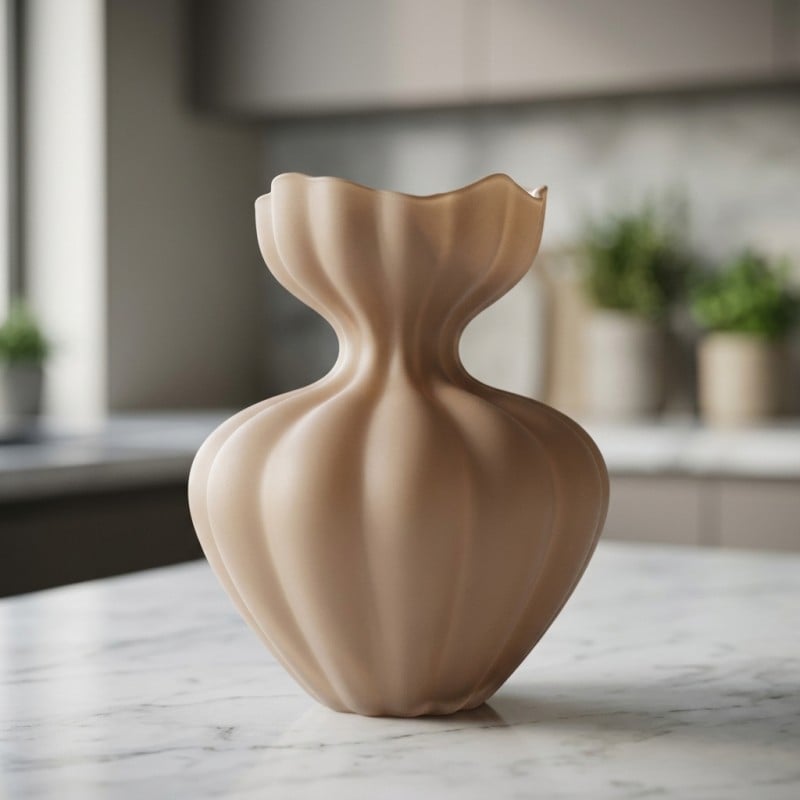 Vaso Flow Sinuoso in Vetro Satinato – Linee fluide e finitura vellutata Vaso Flow Sinuoso in Vetro Satinato – Linee fluide e finitura vellutata