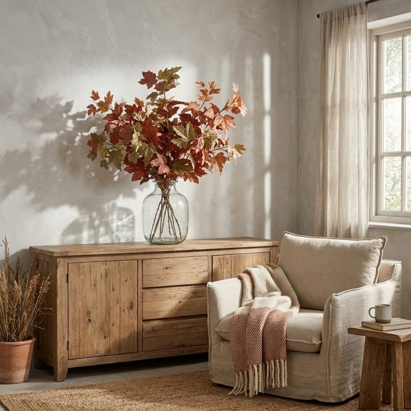 Ramo di Acero Autunnale Rust - 81 cm - Decorazione Elegante per Casa