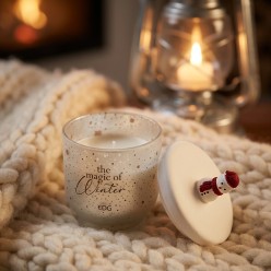 Candela profumata Winter con decoro natalizio artigianale - EDG
