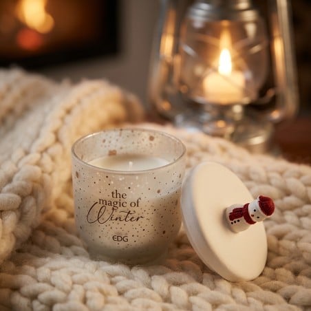 Candela profumata Winter con decoro natalizio artigianale - EDG