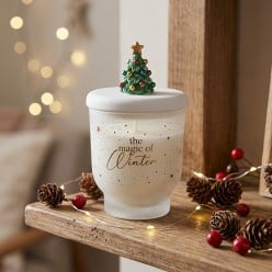 Candela profumata Winter con decoro natalizio artigianale - EDG