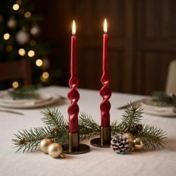 Candela Twist Rossa EDG - Spirale Artigianale per Atmosfere Natalizie