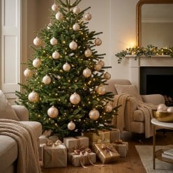 Palla di Natale in vetro champagne con rami decorati - 10 cm o 12 cm