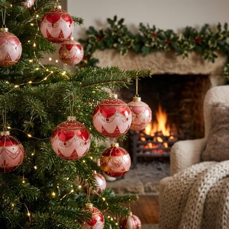 Palla di Natale Cuori in vetro EDG - Decorazione artigianale