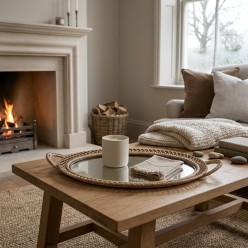 Vassoio Ovale in Rattan e Specchio Hazelnut EDG - Eleganza Naturale