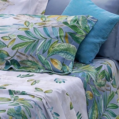 Completo Letto Yucca in Percalle di Cotone 200 T.C. con Balza a Giorno