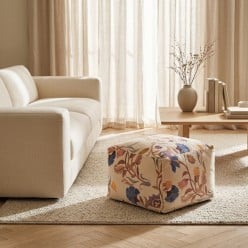 Pouf decorativo in Velluto con decoro floreale 62x62 cm | Lemoire Home