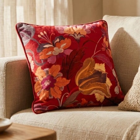 Cuscino Decorativo Rosso Valencia 48x48 cm in Velluto | Lemoire Home