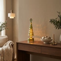 Pino Twist Natalizio in Vetro Verde con Microled EDG 32 cm