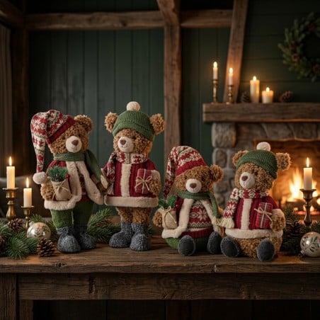 Coppia Orsetti Natalizi Decorativi in Tessuto EDG - Lemoire Home