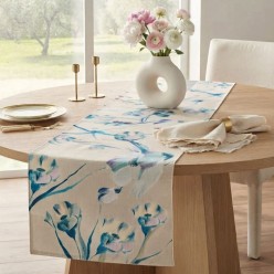 Runner da Tavola Floreale blu Idrorepellente Lemoire Home
