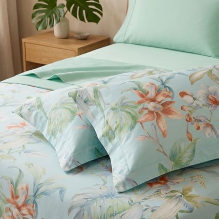 Completo Lenzuola Matrimoniali Calathea in Cotone Percale | Lemoire Home