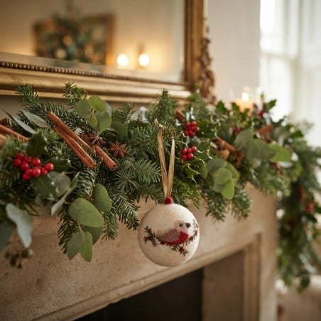 Ornamento Albero Pettirosso in Lana Cotta Gry&Sif 6 cm