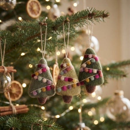 Alberi Pendenti Artigianali in Lana Infeltrita Gry & Sif - 9 cm