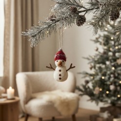 Pupazzo di neve appendibile in lana cotta Gry&Sif | Lemoire Home